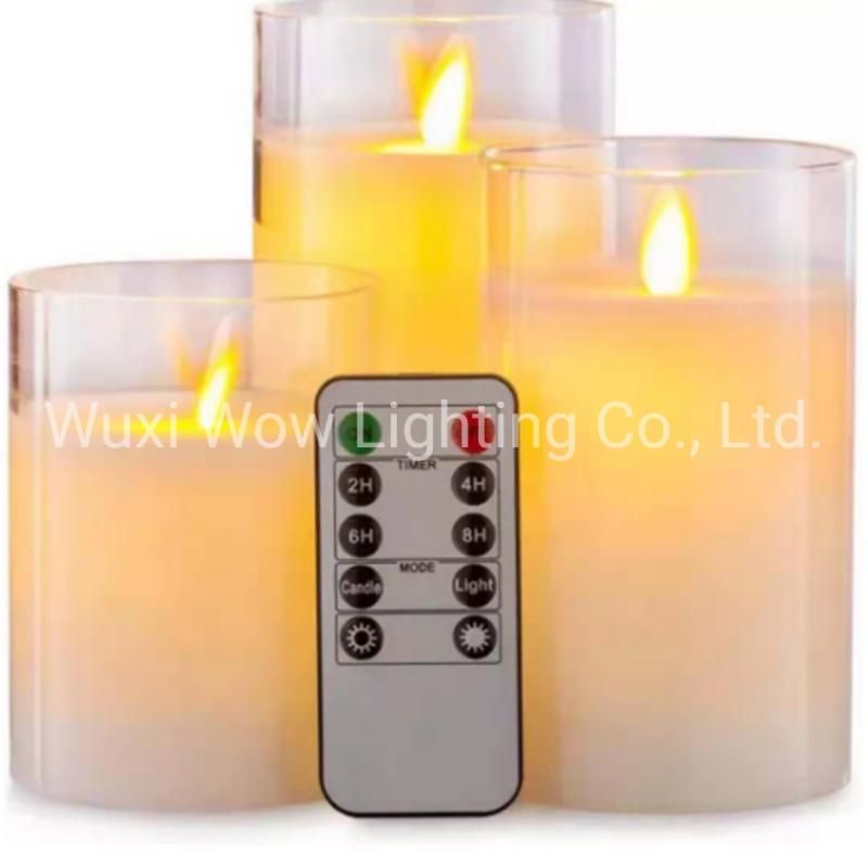 Three Sets of Golden Glass Remote Control Swing Candle Lamp Birthday Wedding Christmas Decoration Lamp