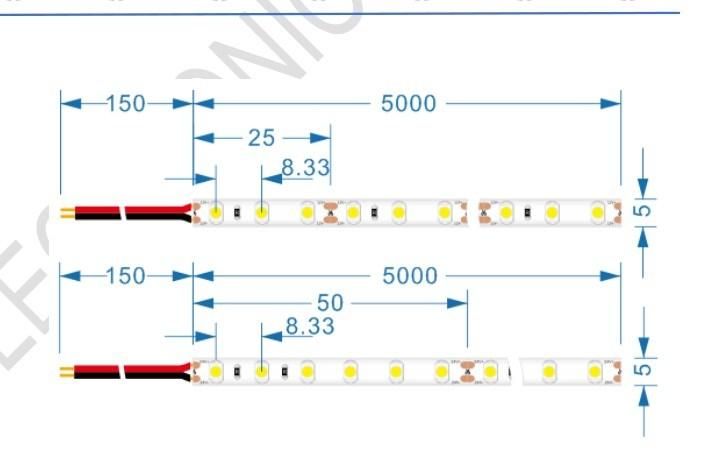9.6W SMD3528 DC24V 120LEDs/M LED Tape Light Flexible Strip