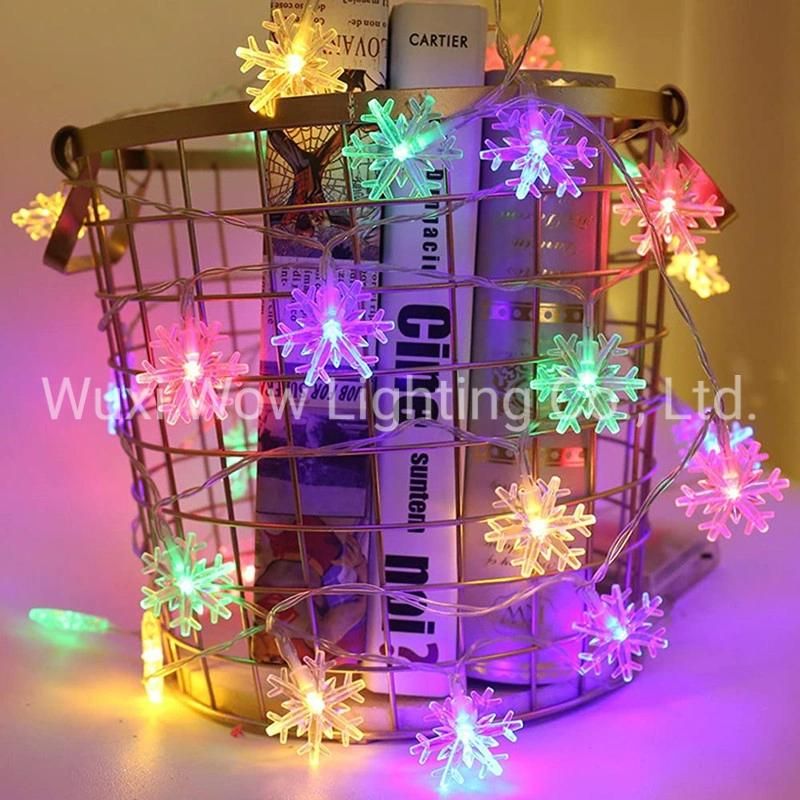 Snowflake Fairy Lights 5m 50PCS LED Battery Powered String Lights Multiple Color Changing Decoration for Christmas Bedroom Windows Curtain Wedding Birthday