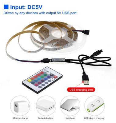 5V LED Strip Light USB 2835SMD RGB Diode Tape 0.5m 1m 2m 3m Flexible Neon Ribbon for TV Backlight PC Screen Background Lighting