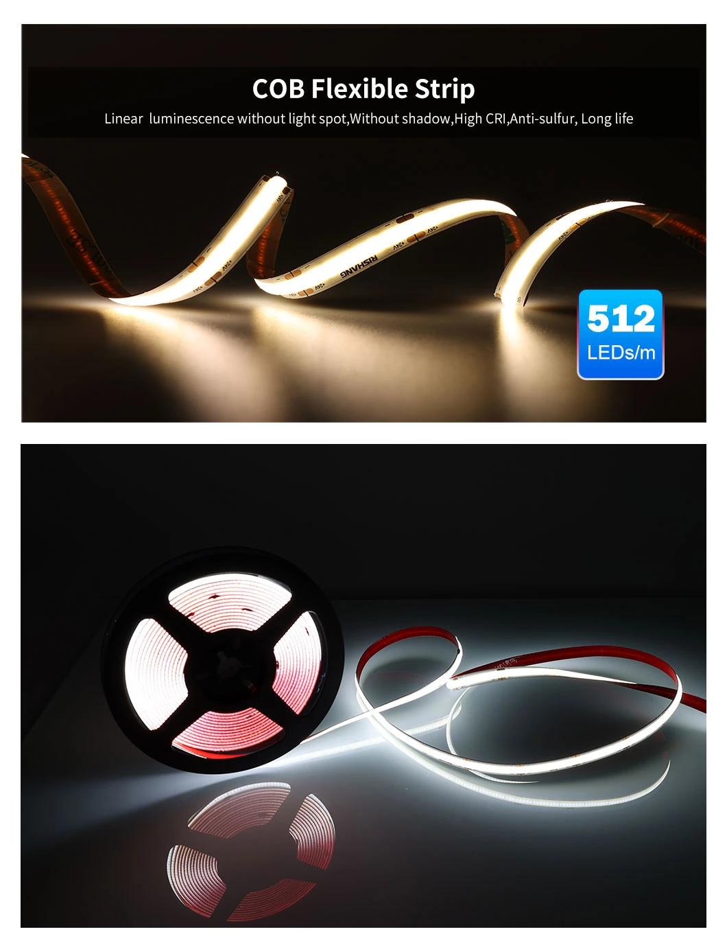 High Bright Linear Lighting COB LEDs Strip DC24V 8mm Flexible COB LED Strip