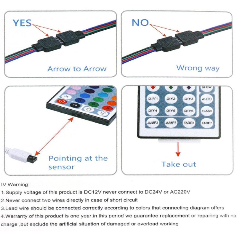 DIY Flexible RGB 5050 LED Light Strip Waterproof LED Strip Lights with 44key Remote Controller