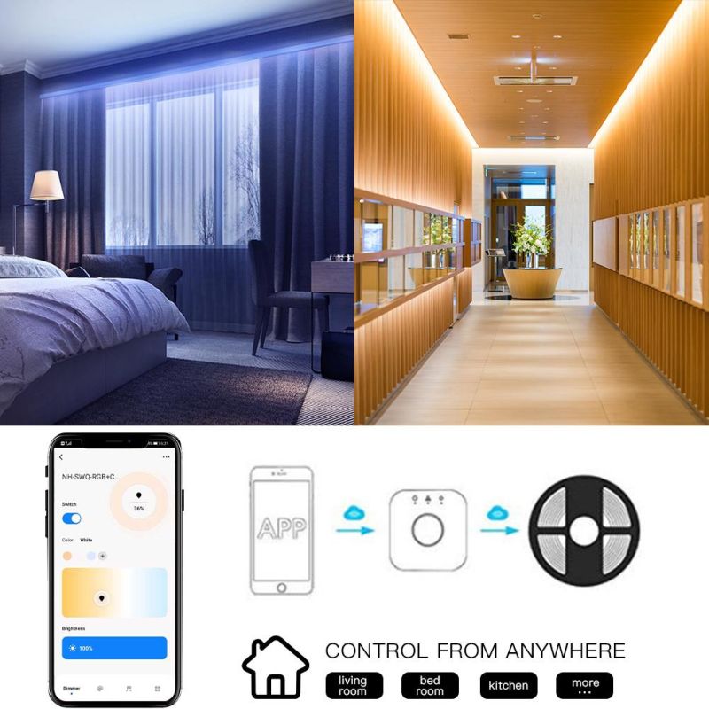 Smart LED Light Strip Moes Tuya Smart Life APP Wireless Remote Control Home Automation Alexa Acho for Motorcycle, Festival, Decoration, School, Commercial