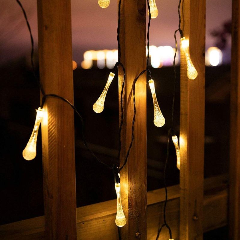 LED Outdoor Water Drops Solar Lamp String Lights for Christmas