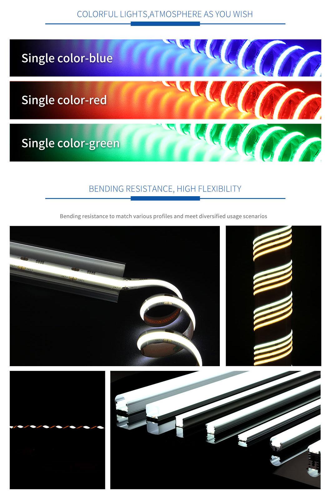 5mm 8mm 10mm LED COB Strip 12V 24V Soft Light Bar CRI Ra90 Flexible Fob LED Tape Blue Red Green Warm Cold White Color