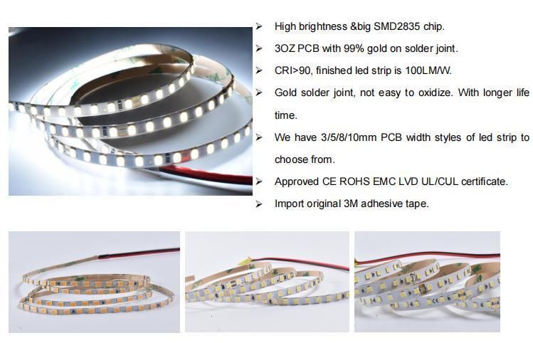 New Design SMD2835 140LED Immersion Gold LED Strip CRI90 Flexible LED Strip