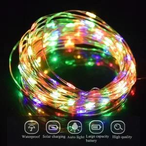 Colored Light Warm White Solar Copper Wire LED Lights Christmas String Fairy