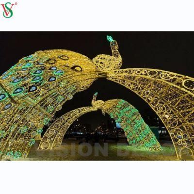Outdoor Giant Peacock Arch LED Decoration Christmas Holiday Motif Light