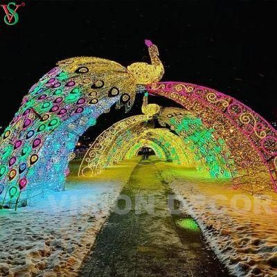 Outdoor Giant Peacock Arch LED Decoration Holiday Street Motif Light
