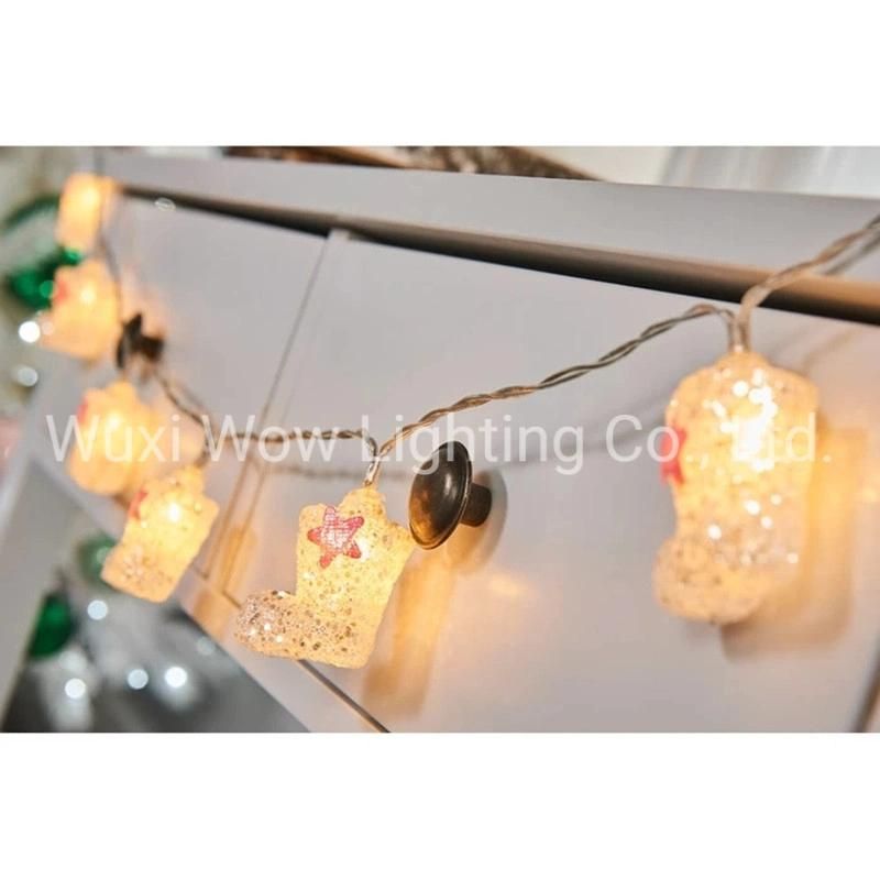 Glitter Santa Boot LED Light String 1.8 M