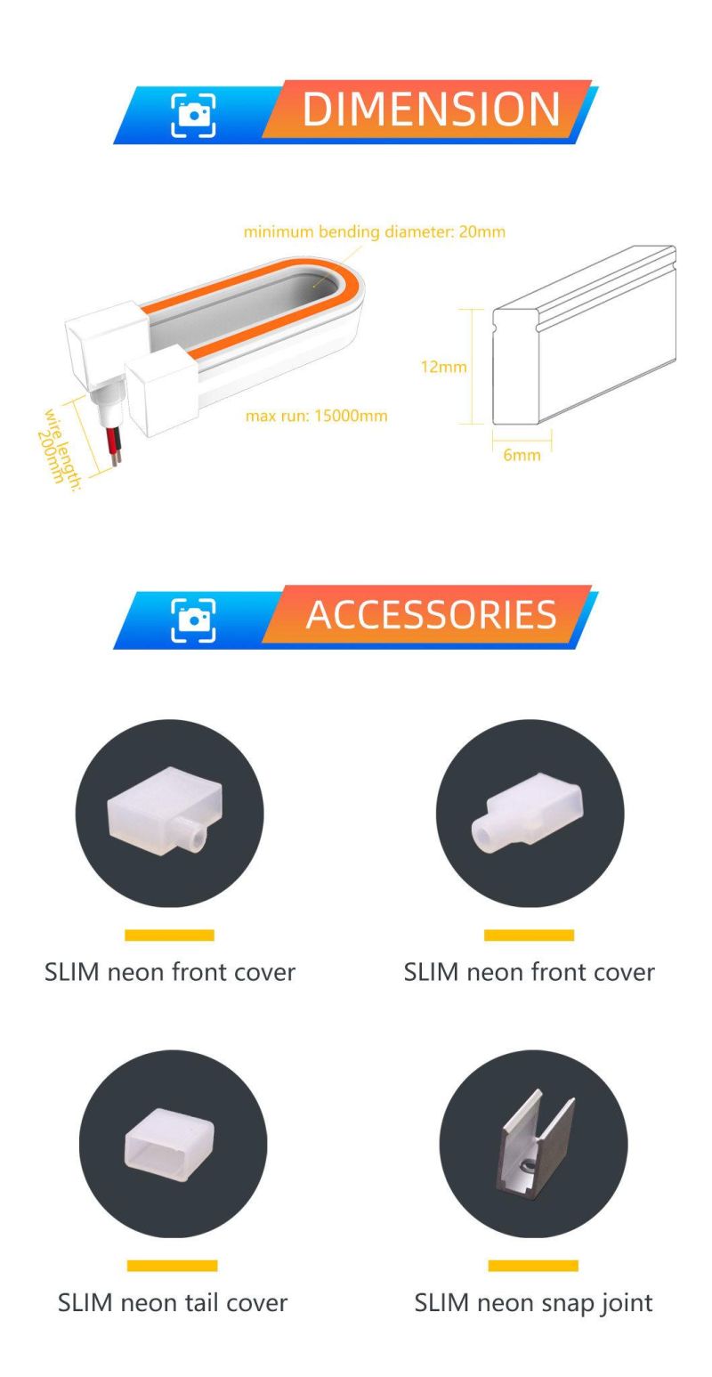 Ultra-Slim DC24V 0612mm IP66 Waterproof Silicon Flex Neon LED Light