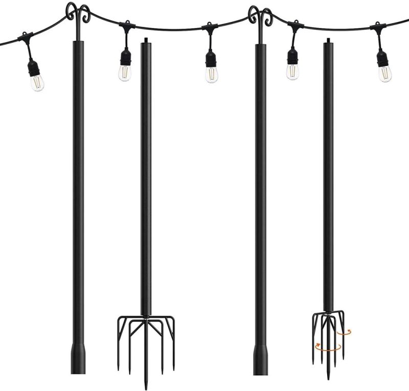 3m String Light Pole 4 Prong Fork Pole Stand Outdoor String Light Pole Stand for Halloween, Christmas Decoration