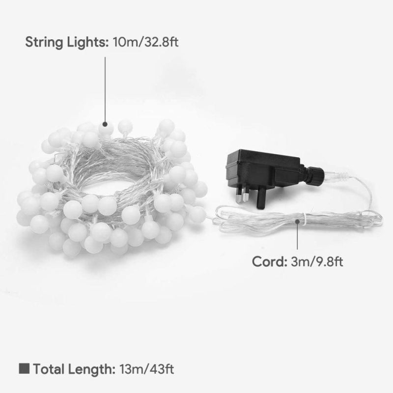 8 Lighting Modes with Remote Control Timer for Wedding/Lawns LED Ball Fairy Lights Plug in