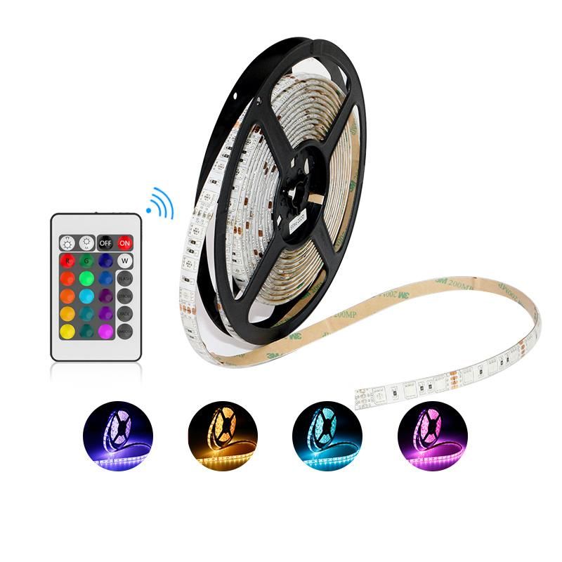 Customized WiFi Voice Control SMD 5m Waterproof 5050 RGB LED Strip Light with 24key Remote