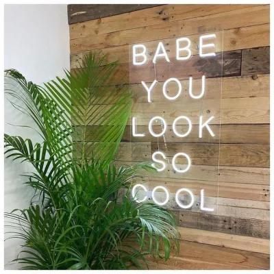 Best Selling Fast Delivery Paint LED Silicone Light Letter Custom Babe You Look So Cool LED Neon Sign