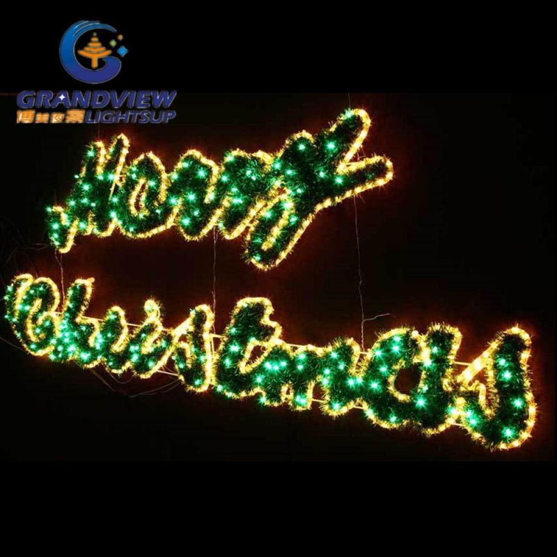Large 2m LED Merry Christmas Sign Motif LED Warm White Rope Lights