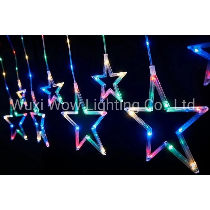Christmas Silhouette Curtain Light Multi Coloured LEDs Stars Christmas Lights