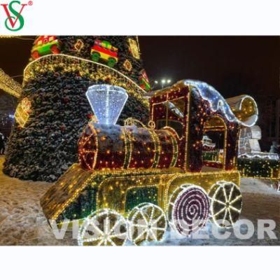 Custom Design Outdoor LED Christmas Carriage Train Decoration Motif Light