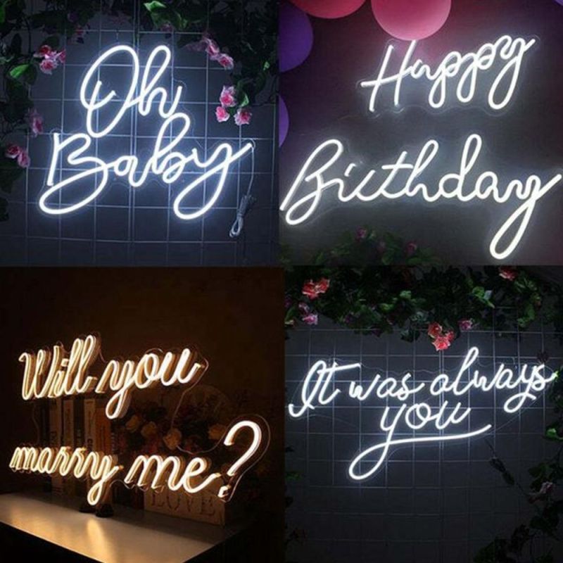 Popular Fashion Waterproof Birthday Decoration Romance Flex Neon LED Signs