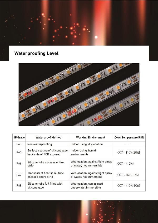 UL Ce Epistar 5050 Variable White Color IP66 Waterproof LED Strip Light