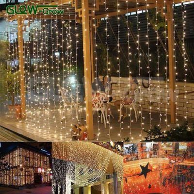 2.0m*5.0m 1000LEDs Christmas LED Curtain String Light for Courtyard Decoration