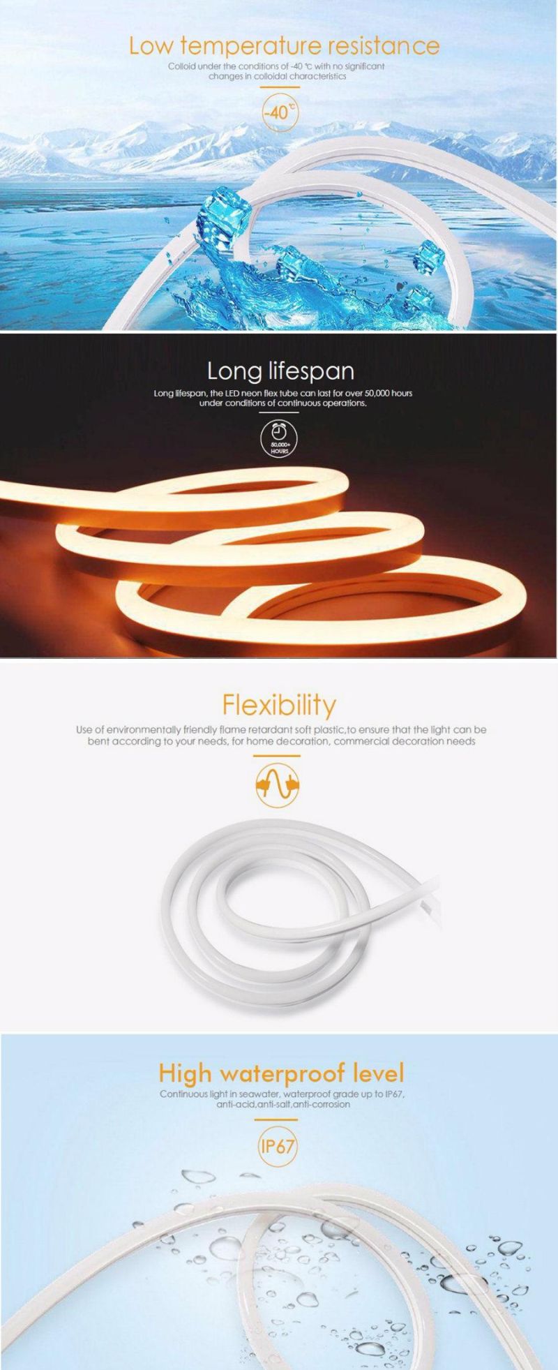 IP67 DOT Free 24V 12V Silicon LED Flexible Strip