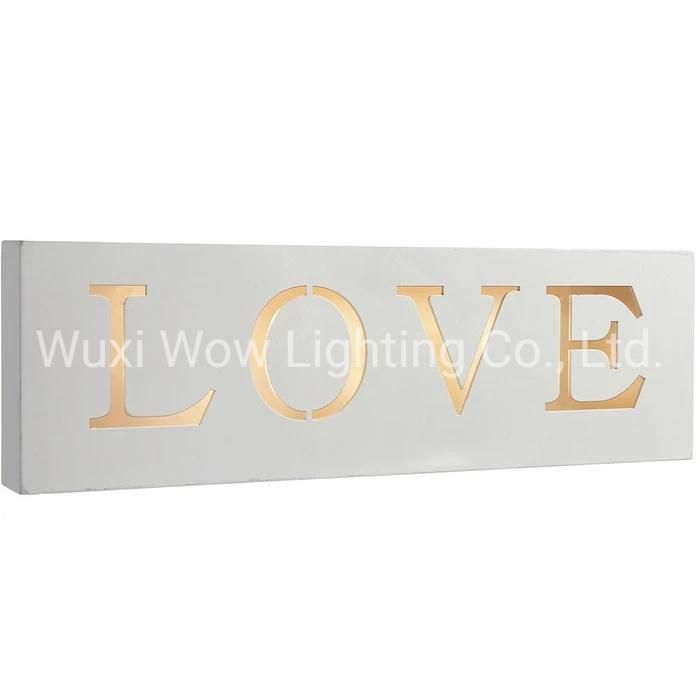 LED Christmas Sign Decoration Wood 38 Cm - White - Love