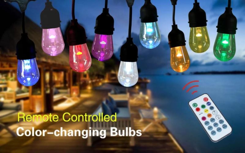 Dimmable Bulb Remote Control LED Outdoor RGBW Color Changing String Light for Garden Patio Backyard