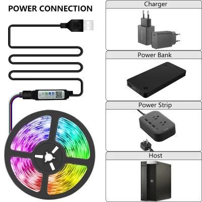 Bluetooth LED Strip/Rope Light RGB Flex Strip Light Kit with Remote Smart Music Color Changing