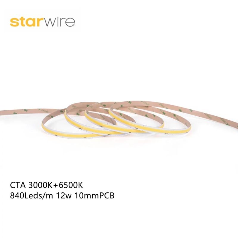 CTA 3000K+6500K 840LEDs/M 10mmpcb 12W COB LED Strips