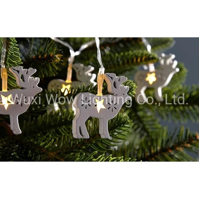 Reindeer Light String Christmas Decoration with 10 Warm LED Wood - White