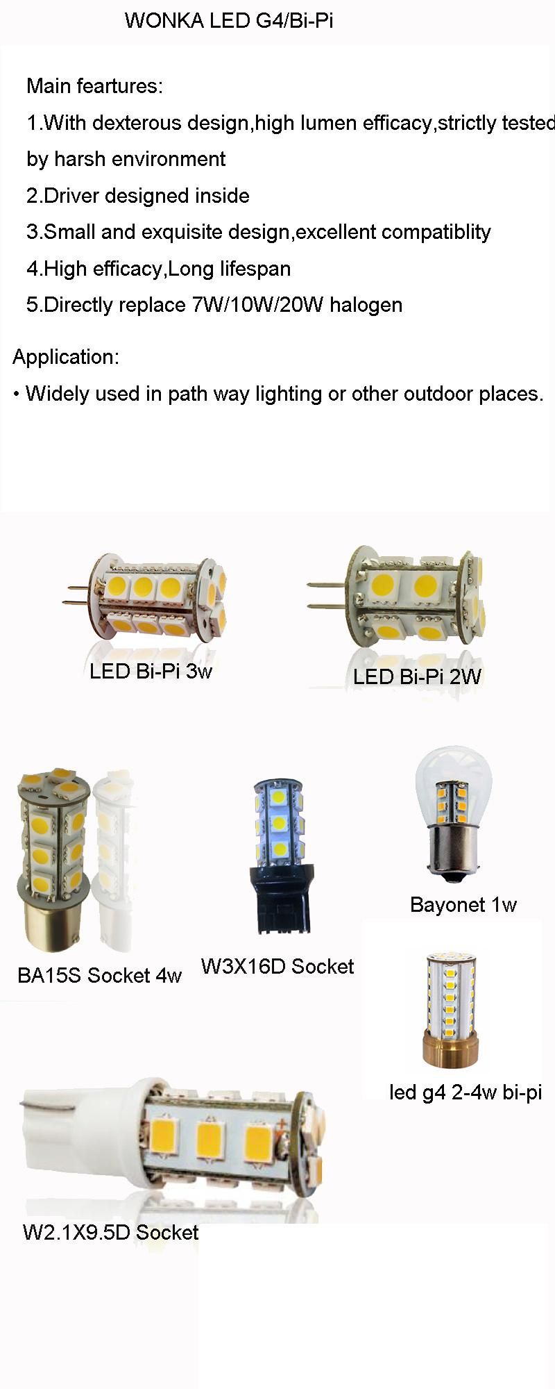 IP65 LED G4 LED Bi-Pin for Pathway Lighting