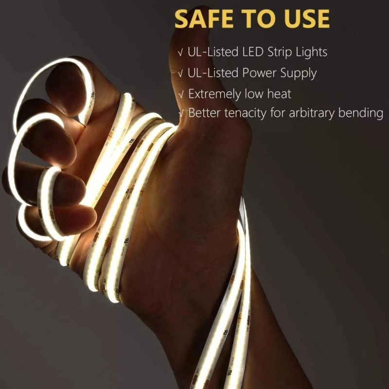 DC24V 10mm Width 480LED/M 10W/M 3000K LED Flexible COB Light Strip