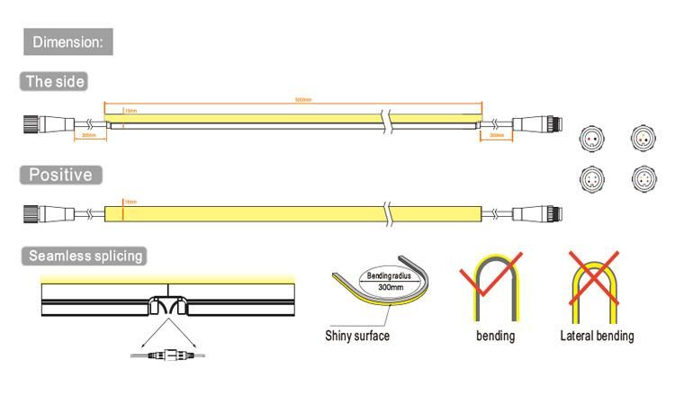 Resistantto Salt Water Dots-Free IP68 Waterproof LED Neon Flex Light for Outdoor & Indoor Use