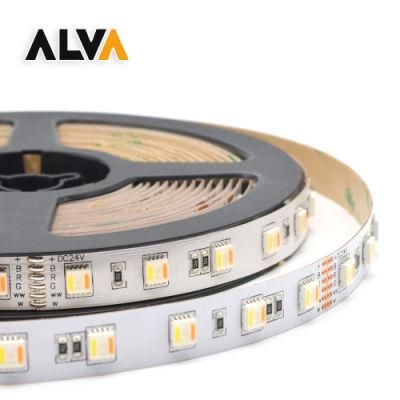 60PCS/M 5in1 RGBW SMD5050 Flexible Rope Light 12V 24V LED Strip with TUV CE, IEC