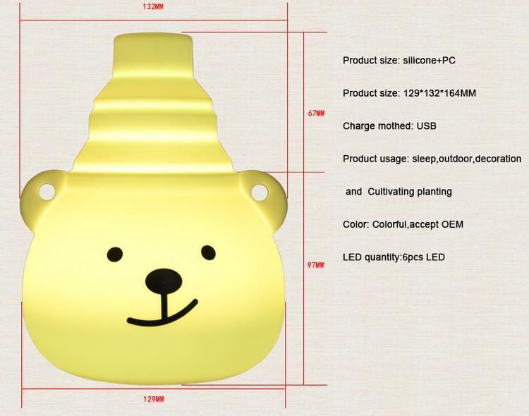 Colors Changeable Bear Shape Baby Choice Mini Size LED 3D Night Light Kid′ S Toys Silicone Bedside Lamp for Children Baby