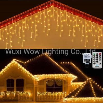 20m Icicle Light Outdoor Curtain Fairy Lights Mains Powered Outside Ice Lights with 108 Drops for Indoor Gazebo Balcony Decorations