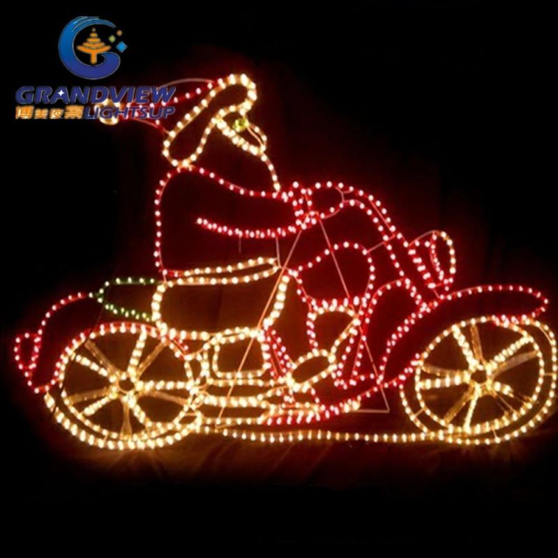 95X73cm Medium Santa Riding Motorcycle LED Motif Rope