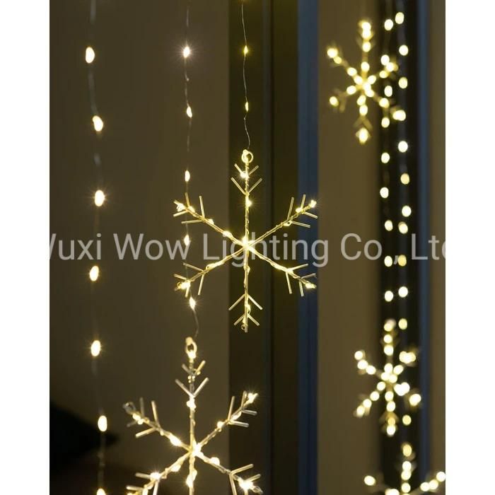 Christmas Snowflake Curtain Light Decorations 336 Warm White LED Lights