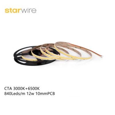 CTA 3000K+6500K 840LEDs/M 10mmpcb 12W COB LED Strips