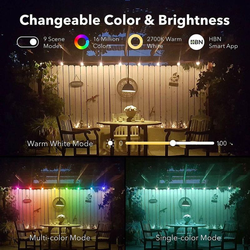 Bluetooth String Lights-Smart Outdoor Patio Lights RGBW LED Smart String Lights