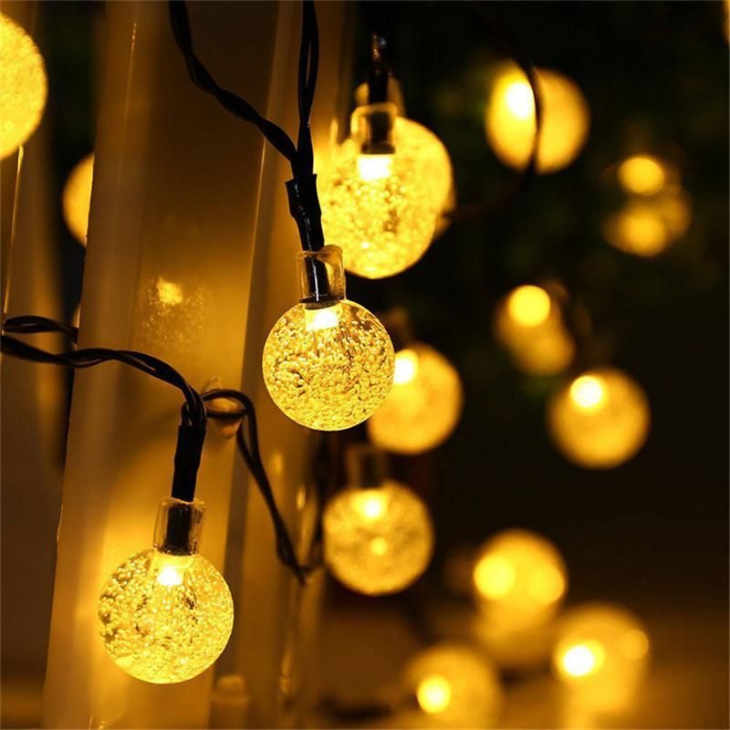 30 Bulbs 6.5m 8 Models Christmas Garden Lights Outdoor Decorative Round Solar String Bulb Lights Weatherproof