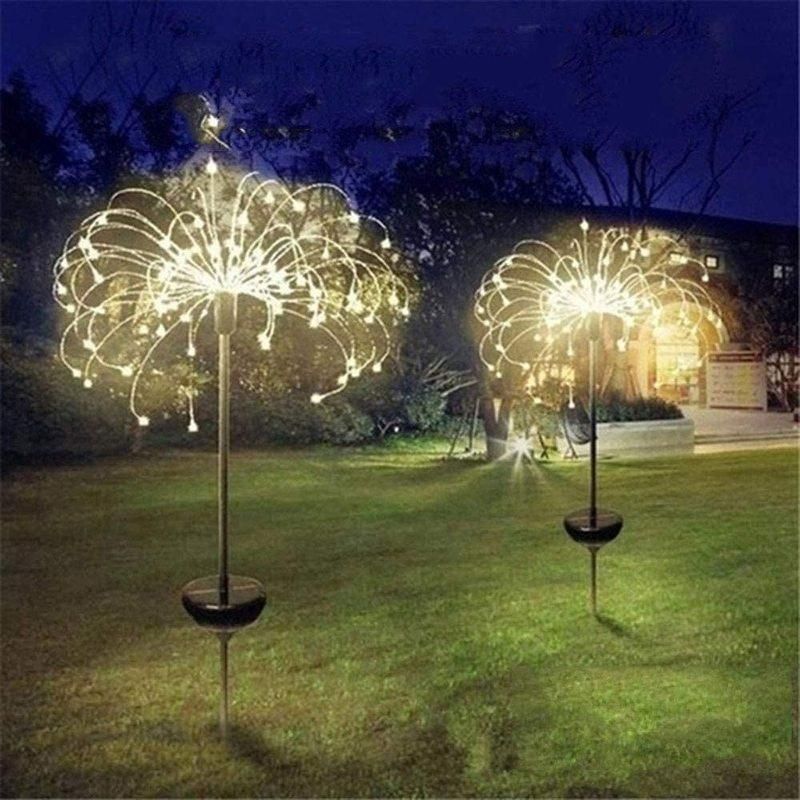 Solar Fireworks Lamp Outdoor Grass Globe Dandelion Flash String Fairy Lights