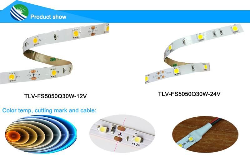 Decoration Flexibile LED Strip Lighting DC12V SMD5050 White Color