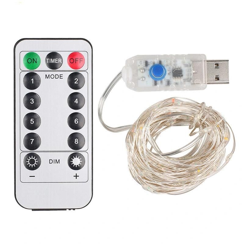 LED Copper Wire String Light USB 8mode Remote Control Decor Lights