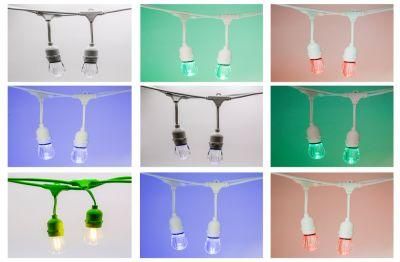 Outdoor Weatherproof Commercial Grade LED String Light with Hanging Sockets Bulbs S14 S60