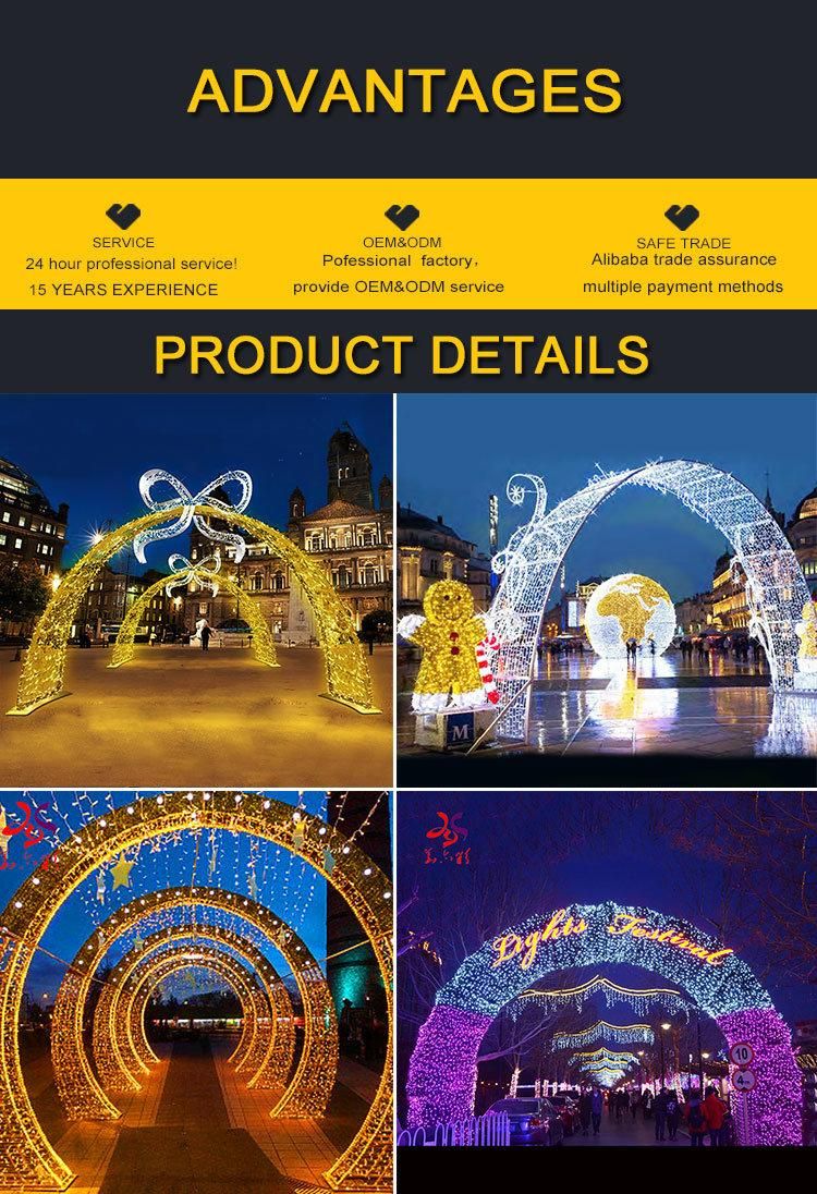 Colorful Outdoor Christmas Arch Light Festival and New Year Decorations