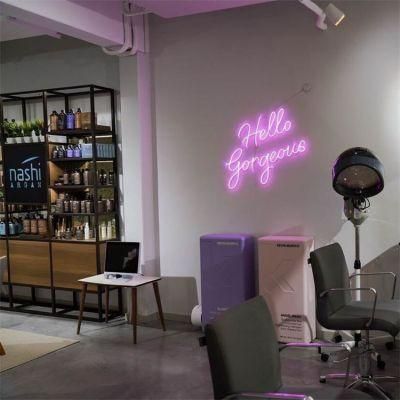 No MOQ Drop Shipping 12V Acrylic Letter Hello Gorgeous Custom Flex LED Neon Sign Decorative Living Room Furniture