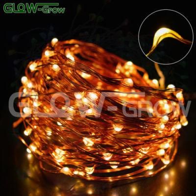 3V-24V Yellow Christmas Tree Copper Wire Fairy LED String Light for Holifay Home Event Party Decoration