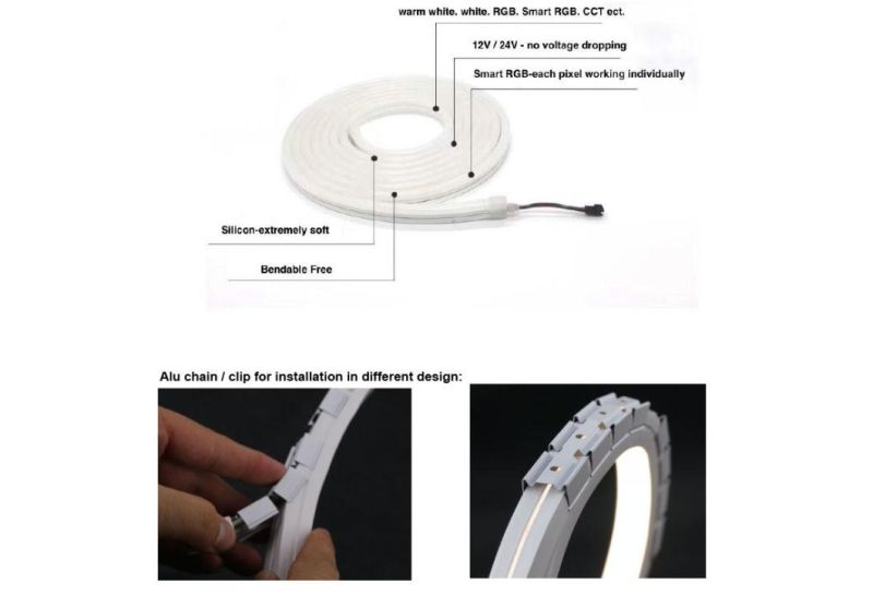 Ne1515 15X15mm Topview Neon Flex with Alu Chain with 2835SMD 60LEDs/M Flexible Strip